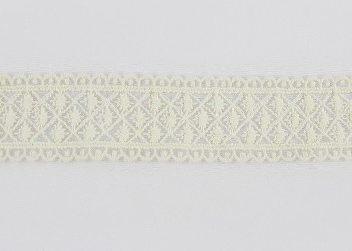 Eco Friendly Embroidered Lace Trim With Cotton Lace Nylon Tulle For Dress