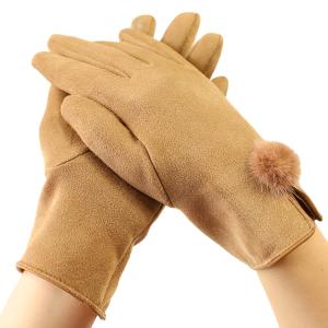 China Nylon Suede Winter Warm Gloves Women Sensitive Screen Touch Finger Driving wholesale