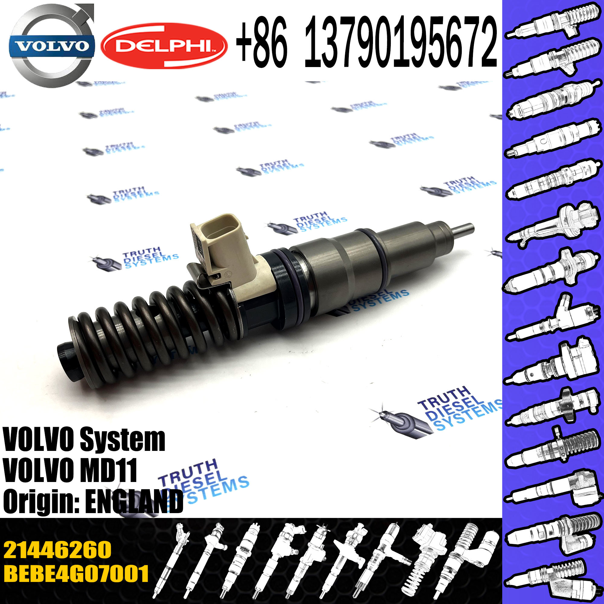 E3.4 MD11 Diesel Engine Electronic Fuel Injection System Unit Injector BEBE4G07001 21446260