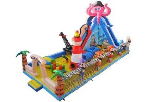 China Commercial Grade Inflatable Fun City , Kids Pirate Ship Bounce House wholesale