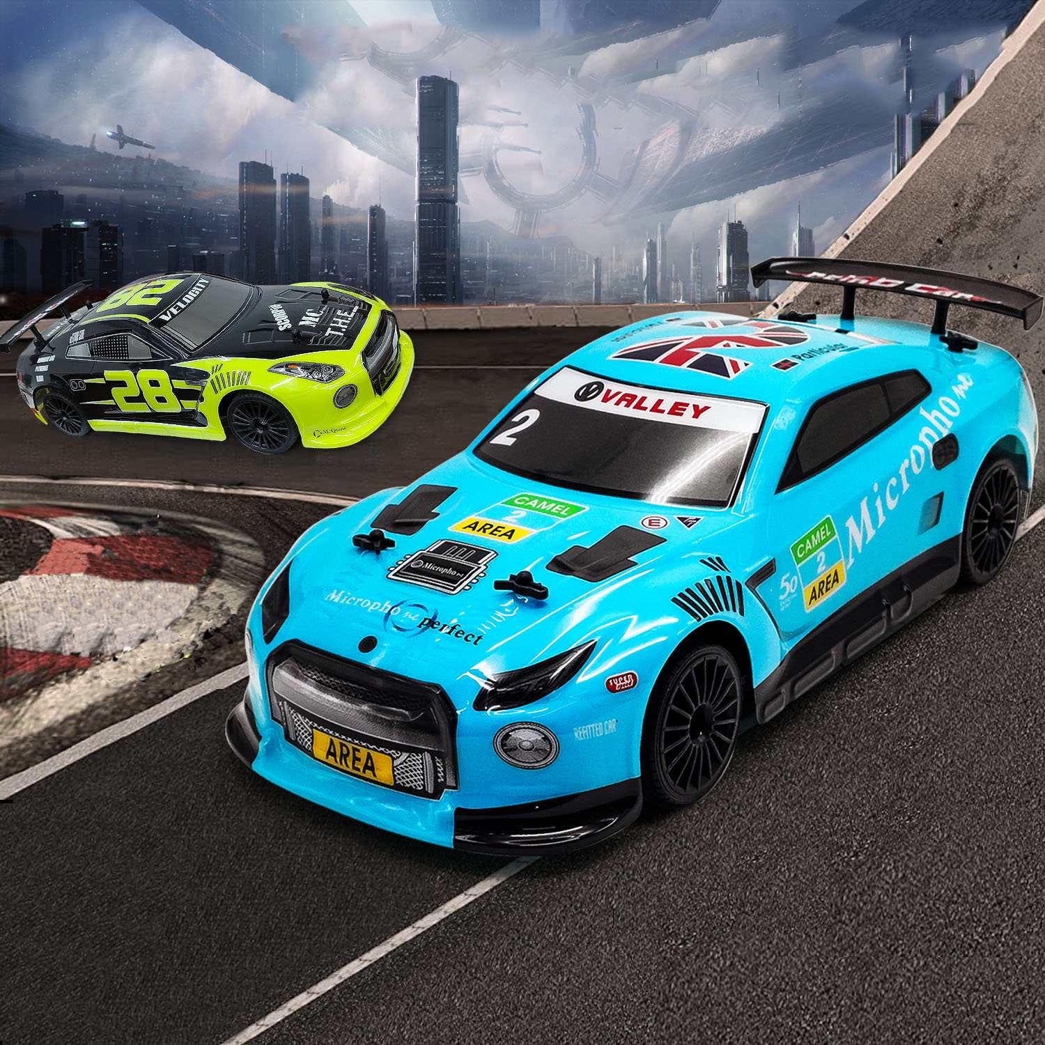 1 14 Ratio LED Light Drift Electric 4WD Racing Car with 2.4G Speed Remote Control