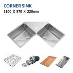 16 Gauge Apron Corner Stainless Steel Kitchen Sink 110x57