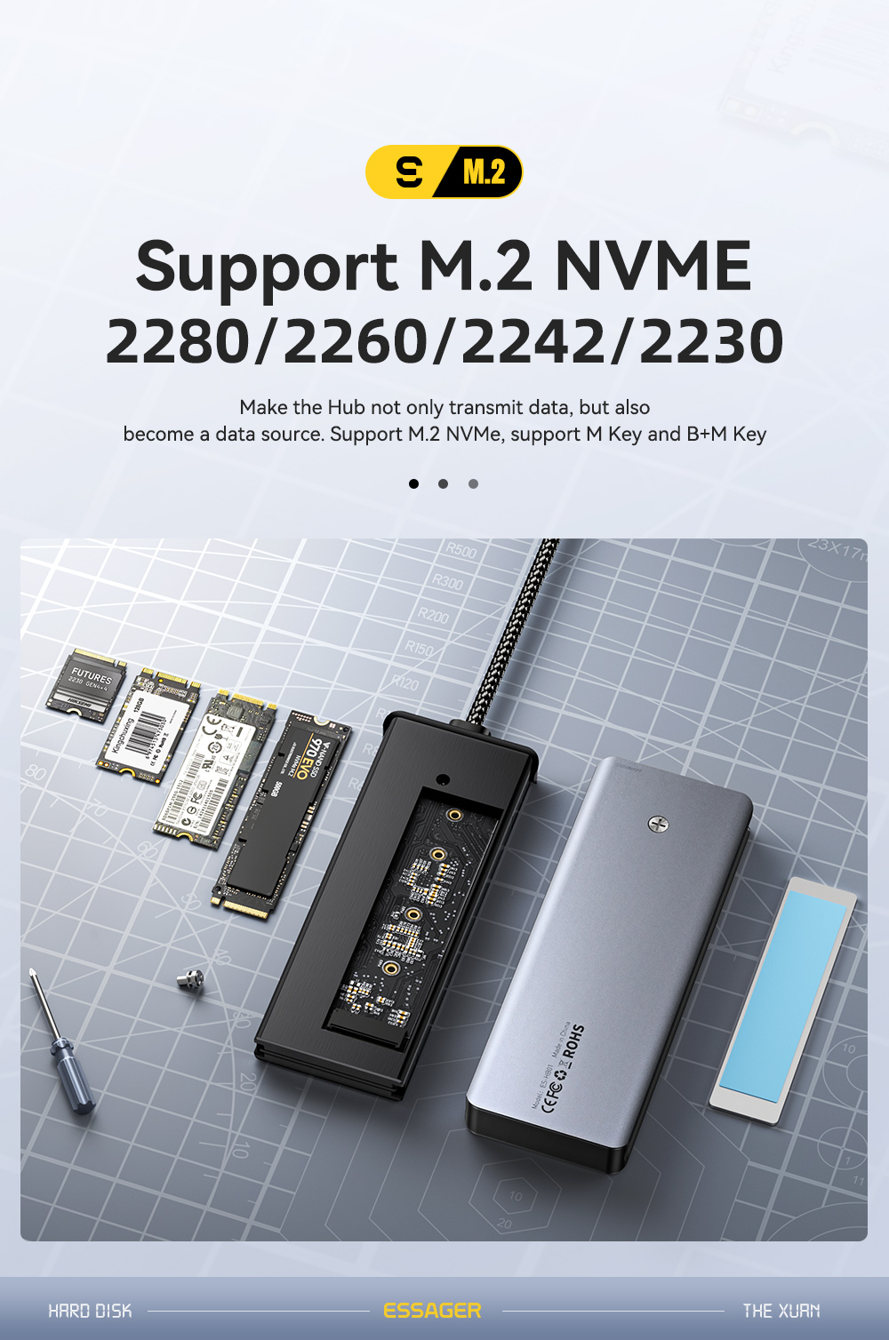 18cm Cable SSD USB Hub For Laptop USB C Docking Station