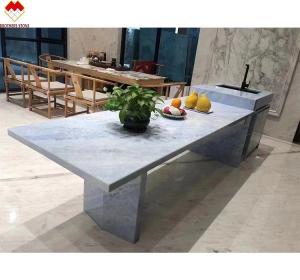 China Customized Size Blue Quartz Countertops Backlit Brazil Blue Crystal Marble Stone at Good wholesale