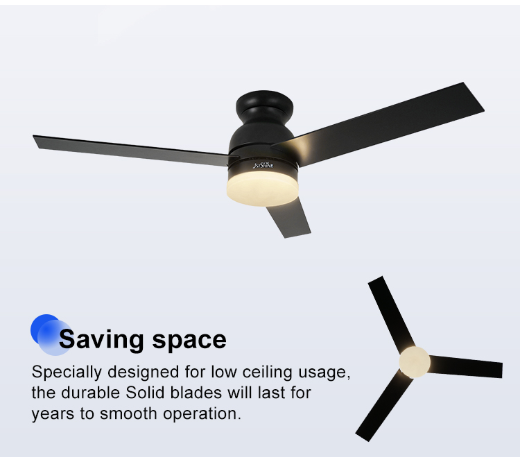 Low Ceiling Black MDF Blades Ceiling Fan with Remote Control and 1450lm Luminous Flux