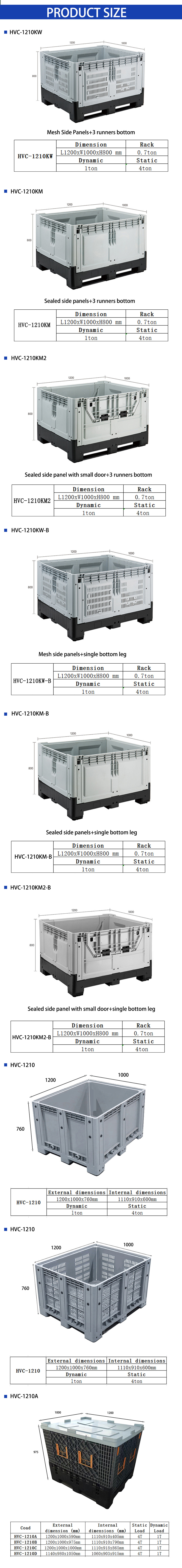 Big Plastic Crates Heavy Duty Bulk Storage Containers Large Collapsible Pallet Box Recyclable Bulk Cargo Storage Foldable Pallet Box Industrial
