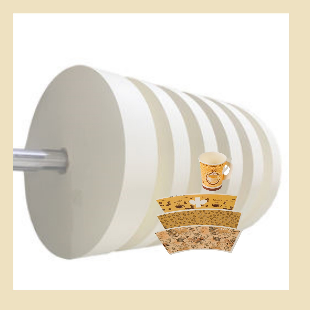 100% Wood Pulp Raw Material Paper Cup Bottom Roll For Making PE Coated Paper Cups