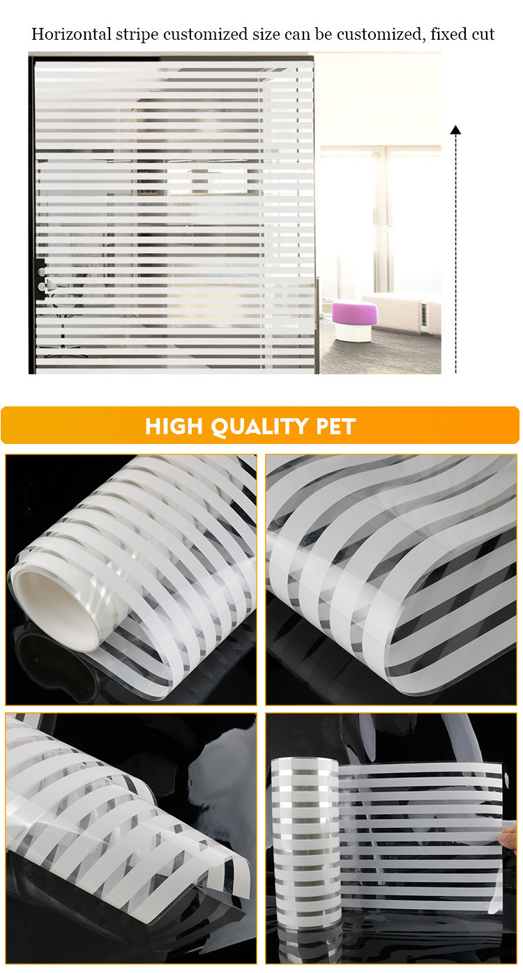 White Stripe Self-adhesive Decorative Film PET Membrane Foil For Glass Windows