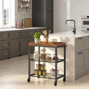 China Small Trolley Cart for Sale, Industrial Wooden Rolling Cart, Rolling Cart for Kitchen, Kitchen Bar Cart, LRC75BX wholesale