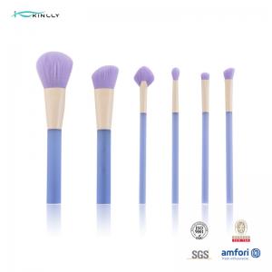 China Easy To Clean 6pcs Makeup Brush Cosmetic Set With Synthetic Hair Clear Plastic Handle wholesale