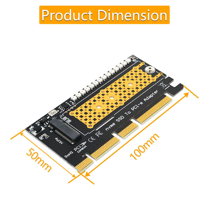 M.2 Nvme SSD To PCI E Adapter 4X 8X 16X With 3528 Colorful Flash LED