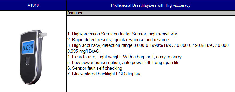 Advanced Breathalyzer Alcohol Tester Digital Lcd Display At6000