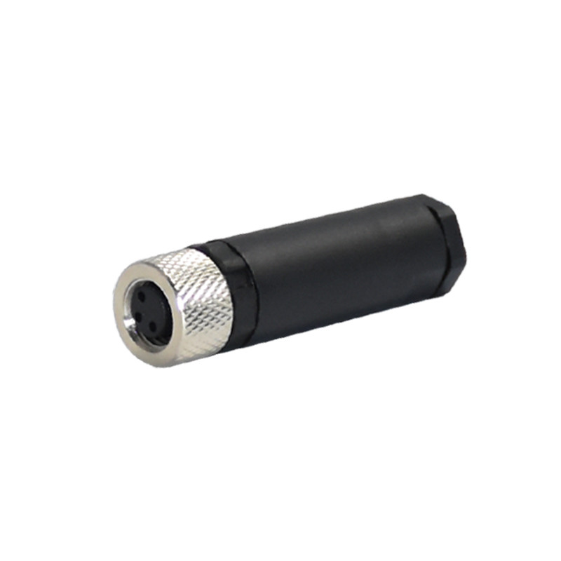 Waterproof M8 Assembly Female Connector, Straight M8 3pins 4pins Circular Connector