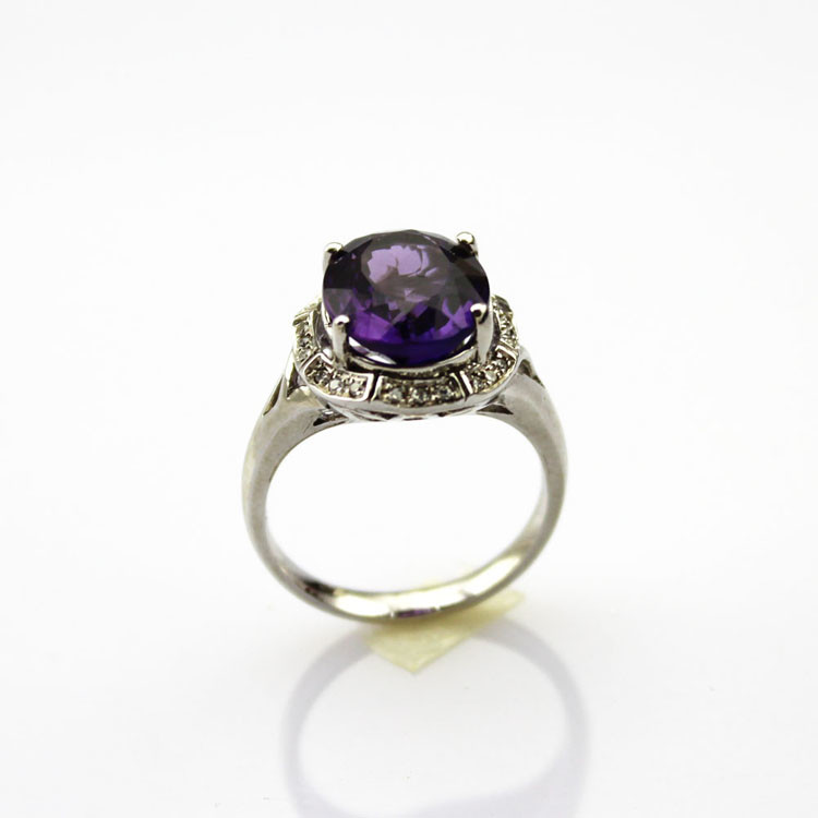 Fashion Jewelry 925 Silver Oval Pink Cubic Zircon Gemstone Ring (R193)