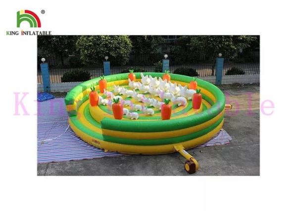 PVC Tarpaulin Colorful Commercial Bounce Houses Rabbits / Carrots Jumping