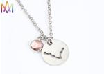 2.2mm Thickness Birthstone Crystal Womens Engraved Necklace