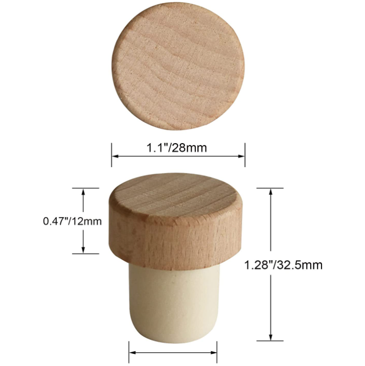Clear Bottle Stopper T-Shaped Wine Corks for Reusable Wooden and Rubber Sealed Plugs