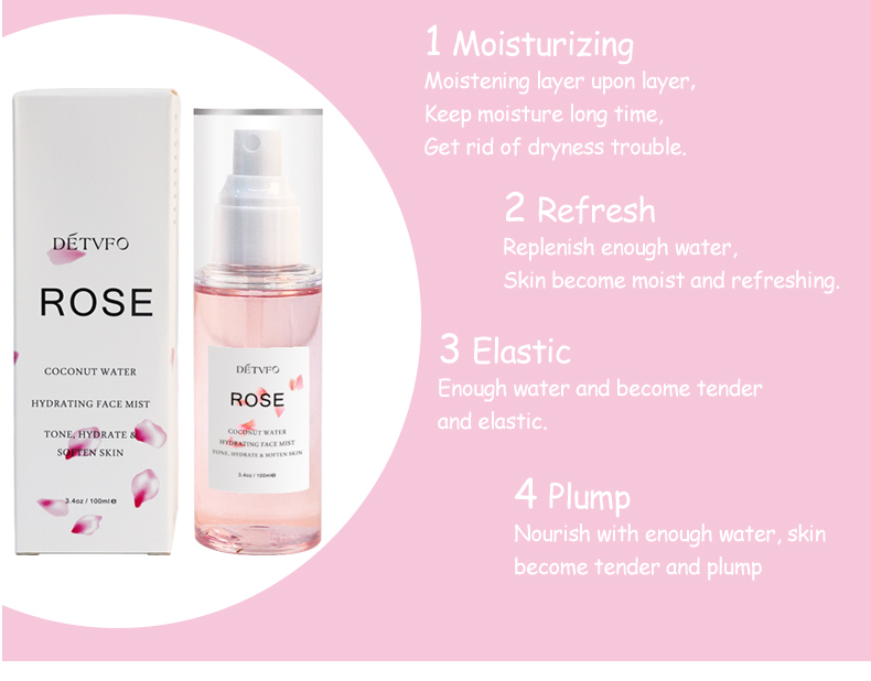 Private Label Natural Organic Rosewater Agua De Rosas Facial Mist Hydrating Skin Care Spray Face Toner Rose Water for Face