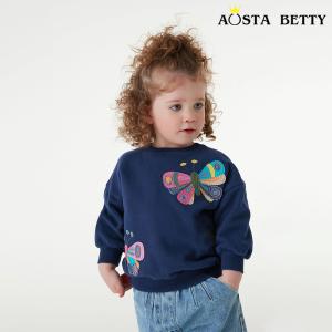 China Autumn girls Patch Butterfly Sweatshirt wholesale Spring Winter long-sleeved toddler girl clothing pulloverb wholesale