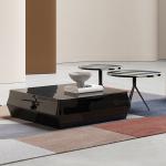 Steel Metal Tempered Glass Office Coffee Table Square Shape