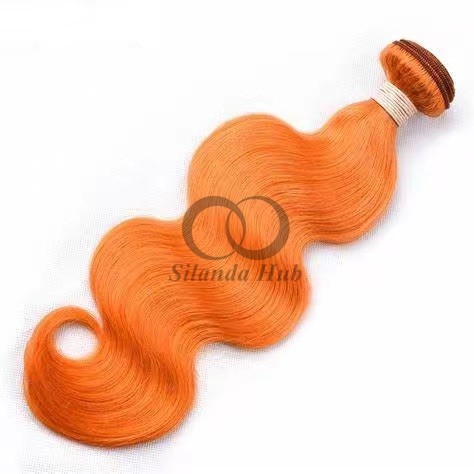 Orange Body Wave Remy Human Hair Bundles Sew In Weave Bundles Brazilian Bundle Deals