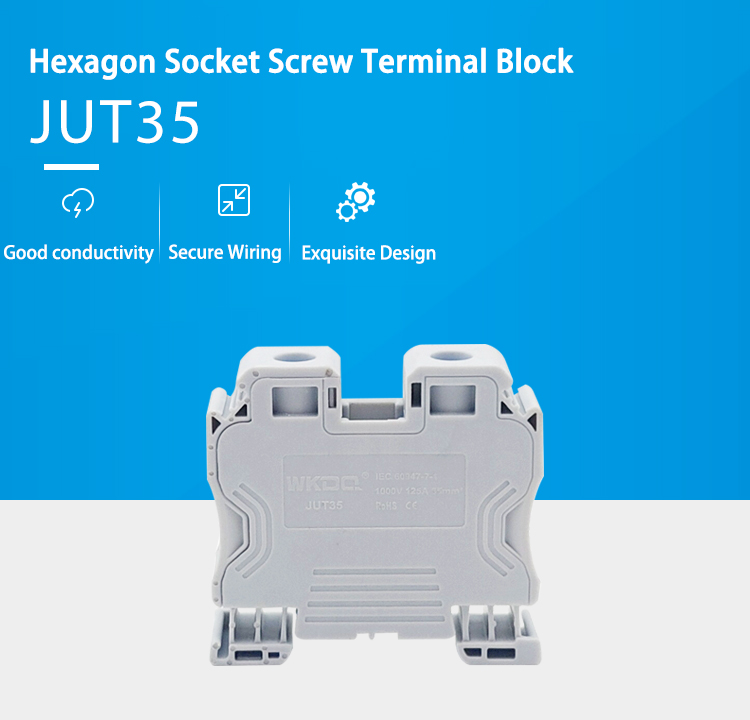 JUT 35 Din Rail Screw Installation Universal Terminal Blocks 125A Hex Scoket