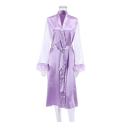 OEM maufactory Summer Cross Border Fashion Feathers Ginseng Purple Pajamas Women'S
