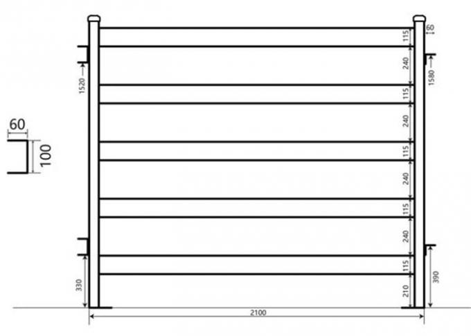 Oval Tube Dust Proof Farm Gate Fence 2100 X1800mm Size With Long Using Life