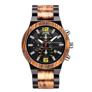 China 23cm Automatic Wood Watch Chronograph Luminous Waterproof Wood on sale
