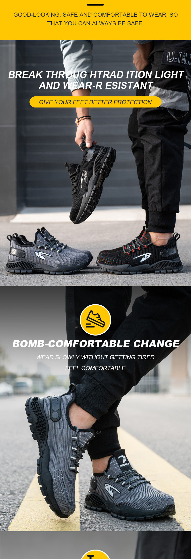 Flying Weaving Light Comfortable Steel Toe Shoes Breathable
