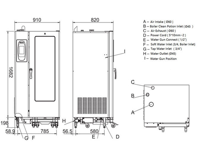 20 Trays Commercial Convection Steam Oven Shelf Mode Multi - Power Selection