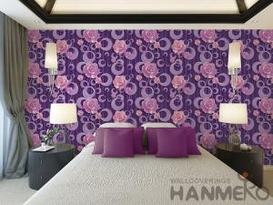 China Purple Floral Pattern 3D Home Wallpaper , PVC 1.06M 3D Wallpaper For Room Wall wholesale