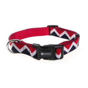China Adjustable 0.8 Inch 2 Inch Nylon Dog Collar Supplies Elastic Woven Black And Red wholesale