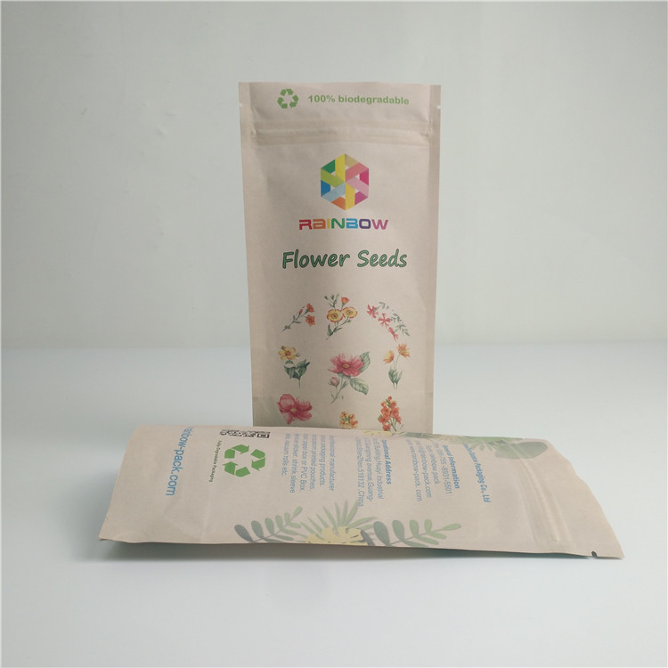 Food Kraft Compostable Heat Seal Bags Eco Friendly Digital Printing Custom Logo Packaging