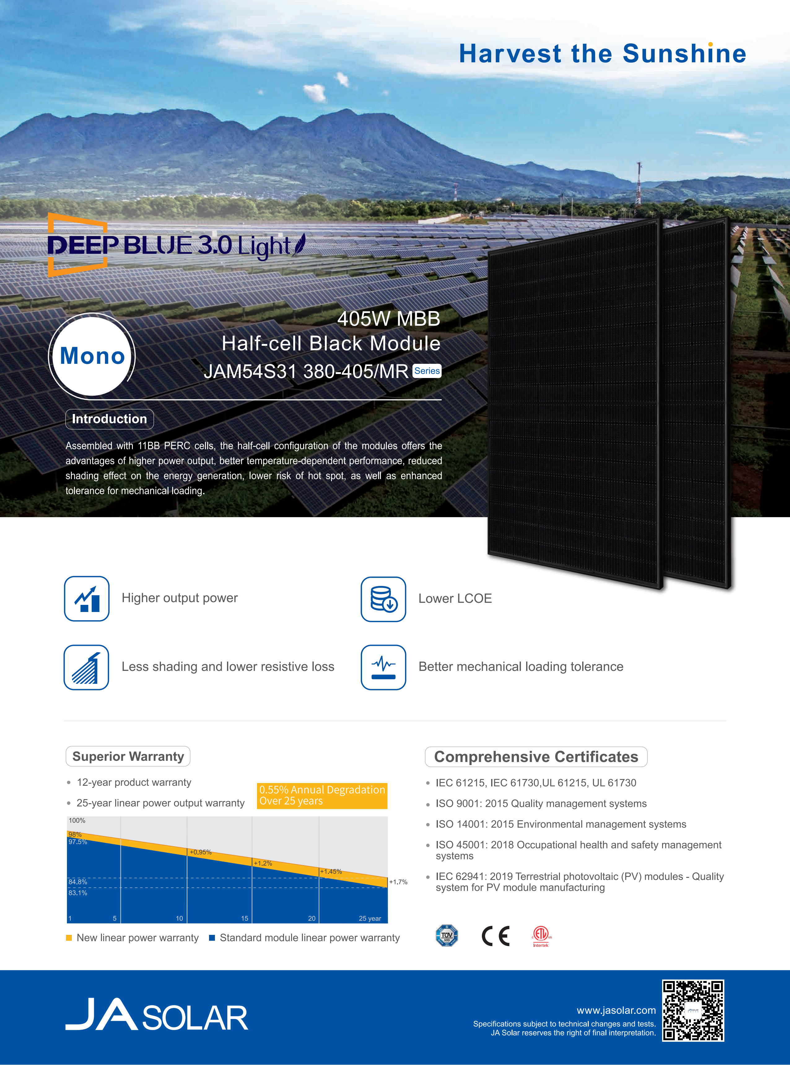 PERC 108 Cells MBB Ja Solar Panels JAM54S31 380W 380wp 385W 390W 395W 400W 405W 460W 460wp In Eu Warehouse
