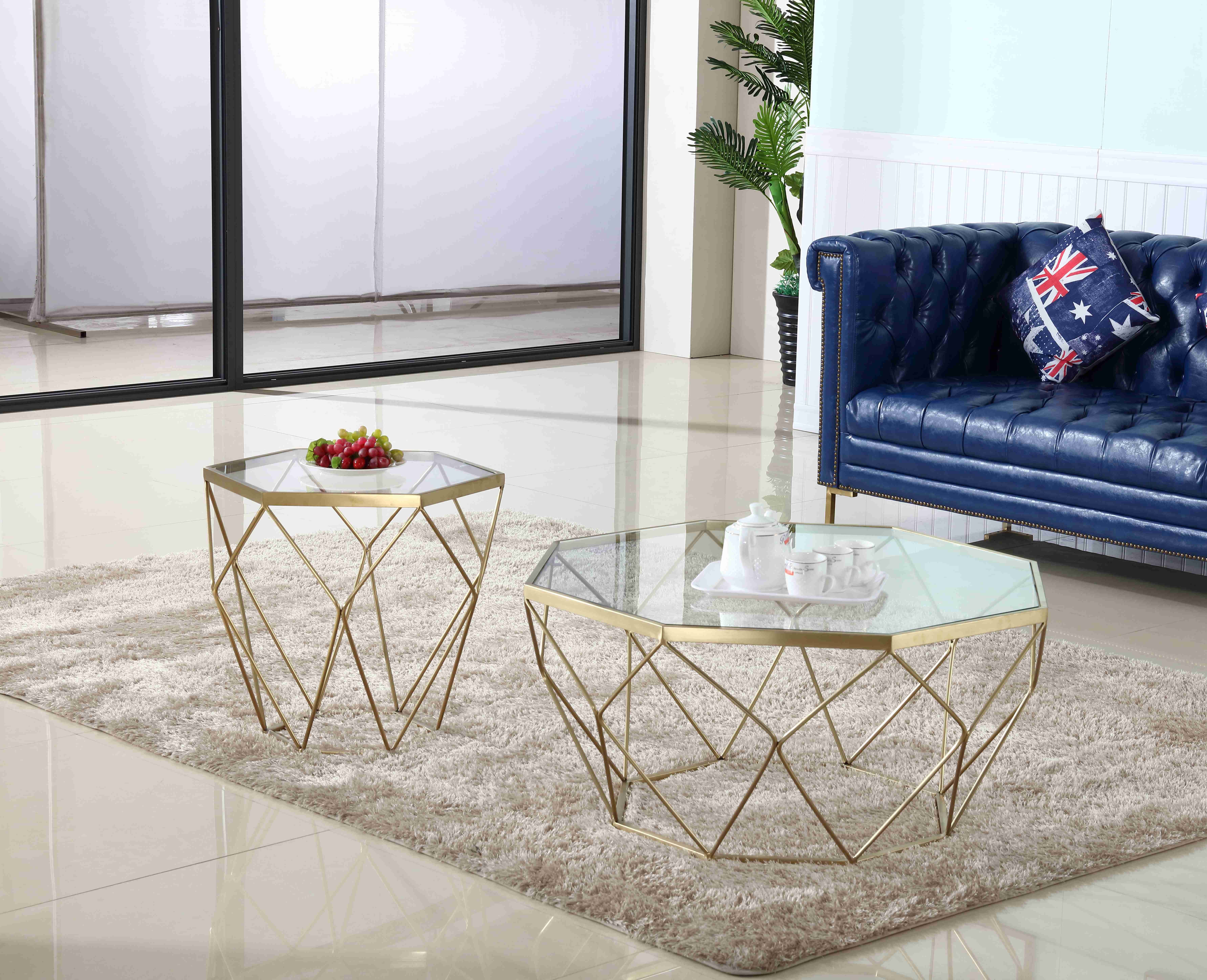 Stainless Steel Modern Glass Coffee Tables Stylish Tea Table Living Packing Pearl Room