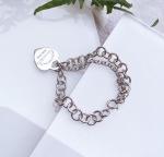 Womens Chain 925 Sterling Silver Bracelet Bangle Heart Charm Fine Jewelry