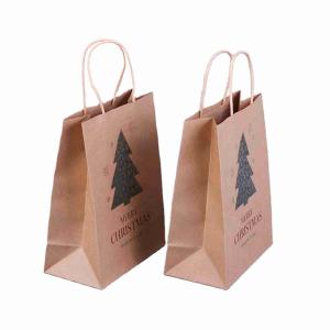 China 16x6x12 Christmas Kraft Bags Bulk Brown Kraft Bags Custom Printed wholesale