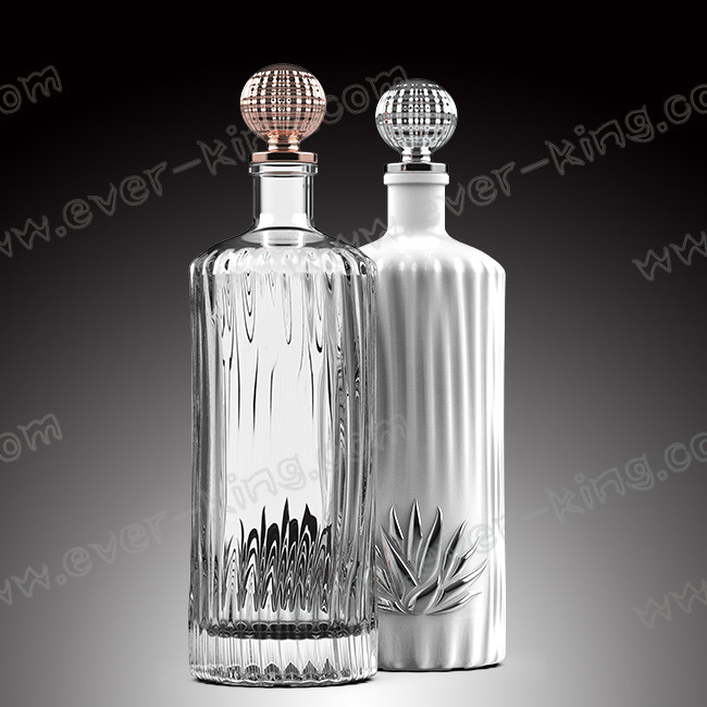 Liquor Spirit Glass Bottle Logo Embossed Customized 750ml