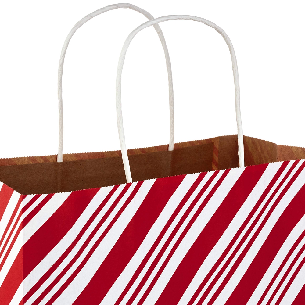 Customized Logo Merry Christmas Shopping Gift Packaging Twist Handle Kraft Paper Bag
