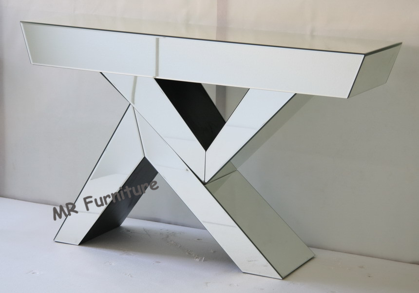 Geometry Design Antique Mirror Console Table With Shutter Wall Mirror