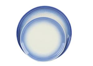China Glossy Glazed Stoneware Salad Plates / Dinner Plates With Embossment Rim 22CM wholesale
