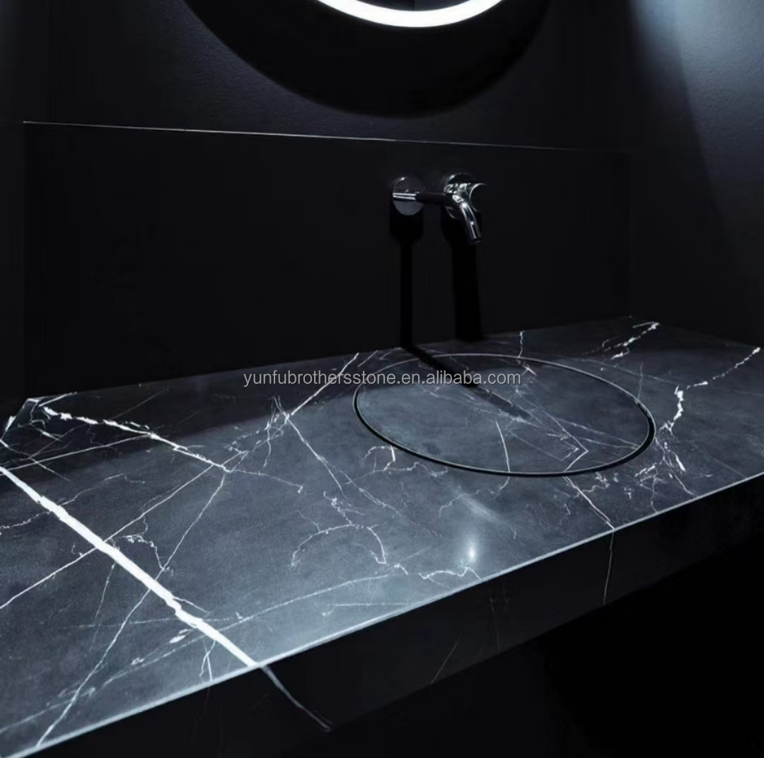 White Veins Marble Sink Cut to Size from Calcite Marble for Modern Hotel Villa Design