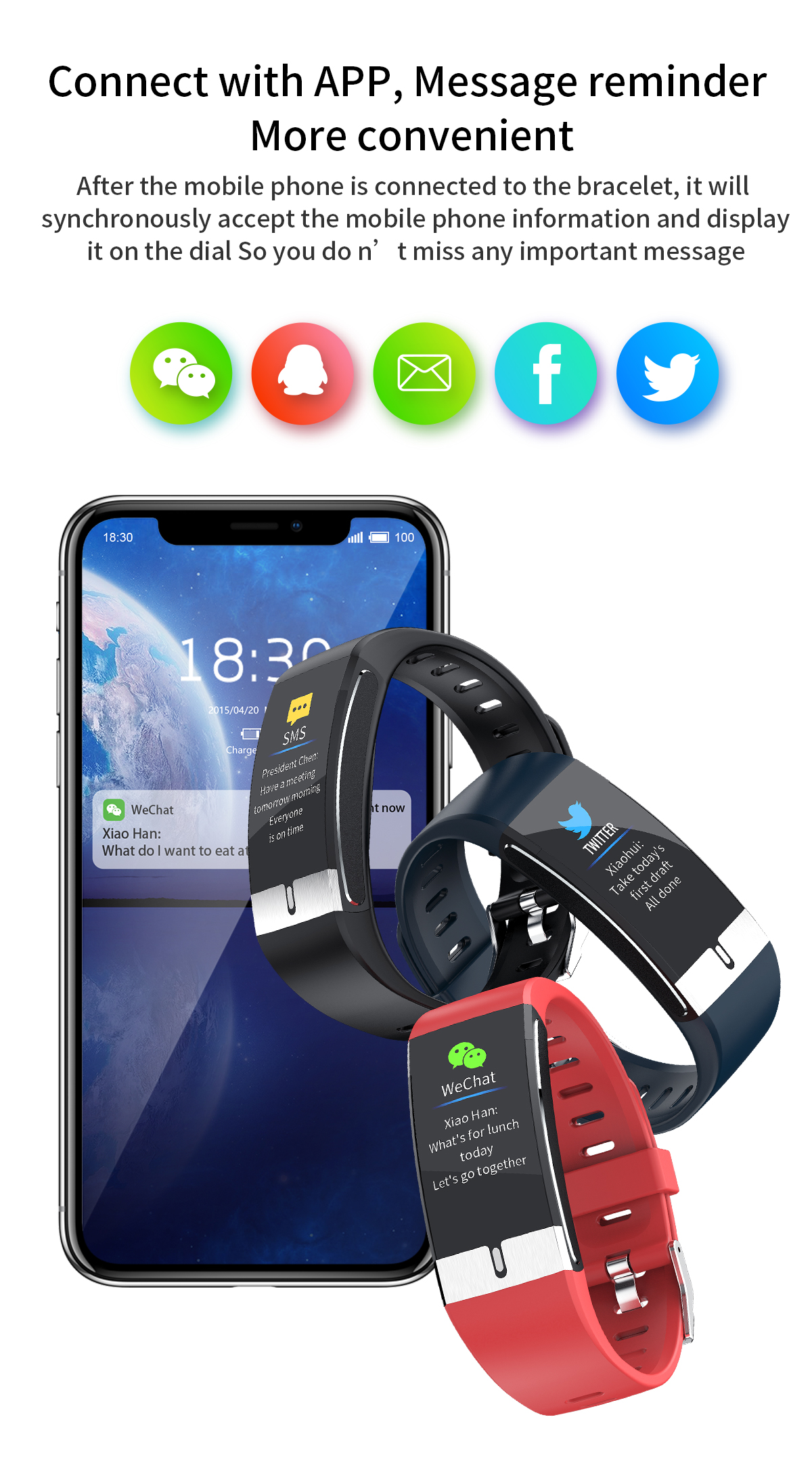 IP68 E80 Temperature Monitoring Smart Watch 24G Health Bracelet Waterproof