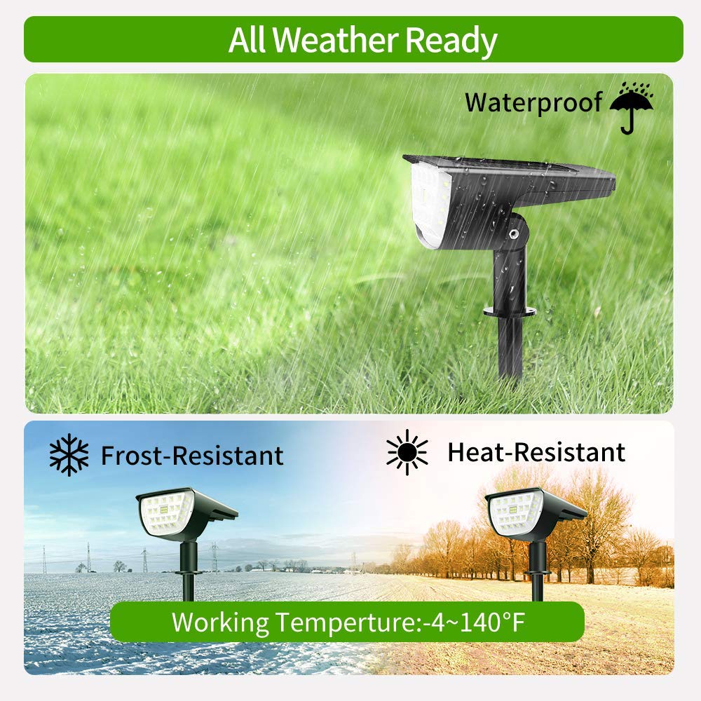 Outdoor ROHS IP67 300LM LED Solar Landscape Spotlights 3 Modes