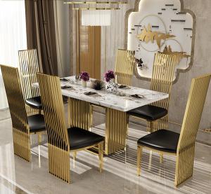 China Marble Square Dining Table Apartment Size Kitchen Table Length 1.8m/2m wholesale