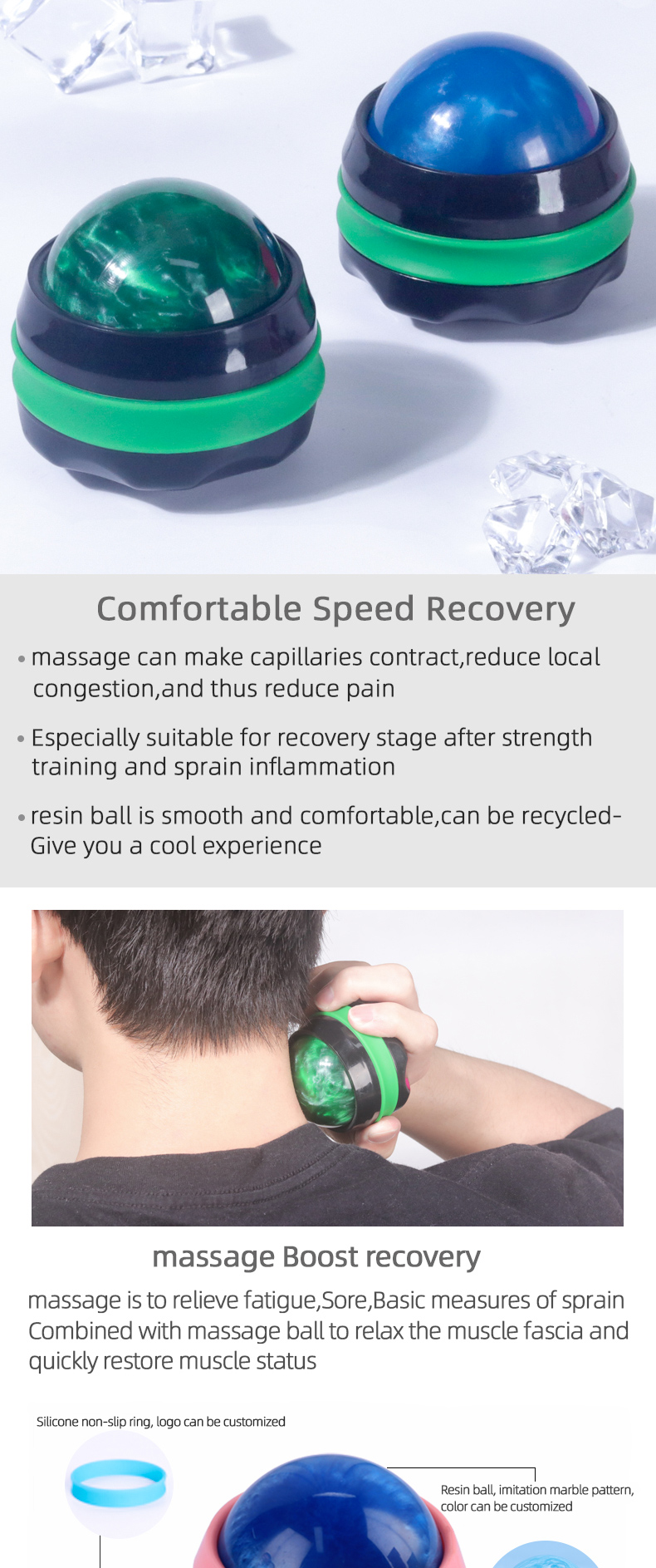 Body Back Manual Massage Roller Ball Easy Carry Customized