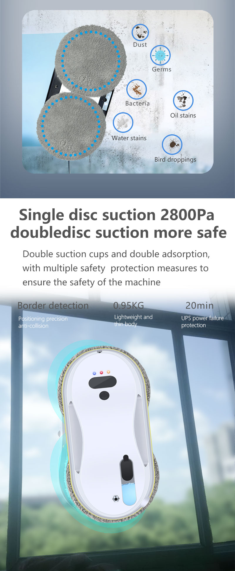 AC110-240V Household Smart Spray Robot Window Washer with Remote Control US Plug Type