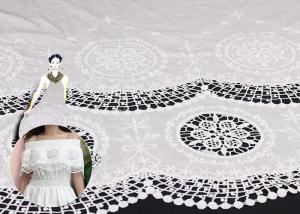 China Cotton Eyelet Embroidered Lace Fabric Free Azo Dyeing Retro Hollowed Flower on sale