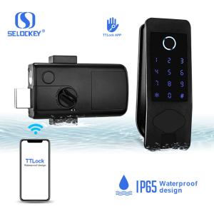 China Wifi APP Fingerprint Deadbolt Keyless Night Latch Rim Lock wholesale
